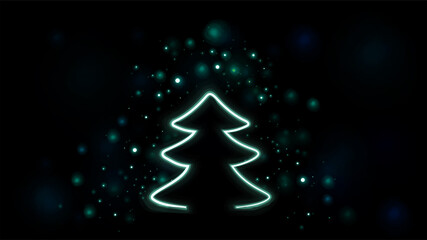 background template new year banner neon tree bright
