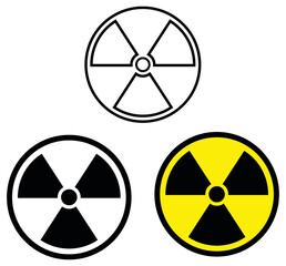 Radioactive Symbol Icon Clipart Set - Outline, Silhouette and Color