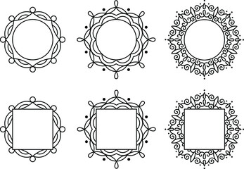 Ornate Circular Monogram Border Template Set - Outline