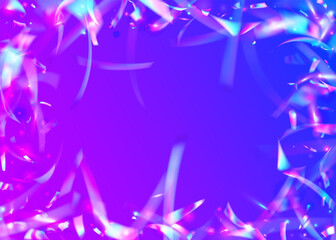 Cristal Background. Party Prismatic Backdrop. Holographic Texture. Flying Foil. Pink Shiny Glitter. Modern Art. Transparent Glare. Disco Banner. Blue Cristal Background