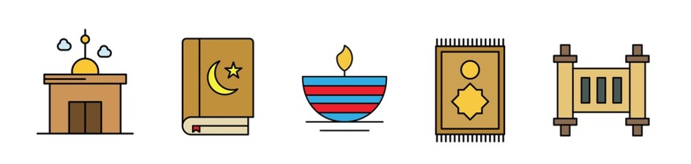 Religion Icons. Christianity, Islam, Judaism, Hinduism.