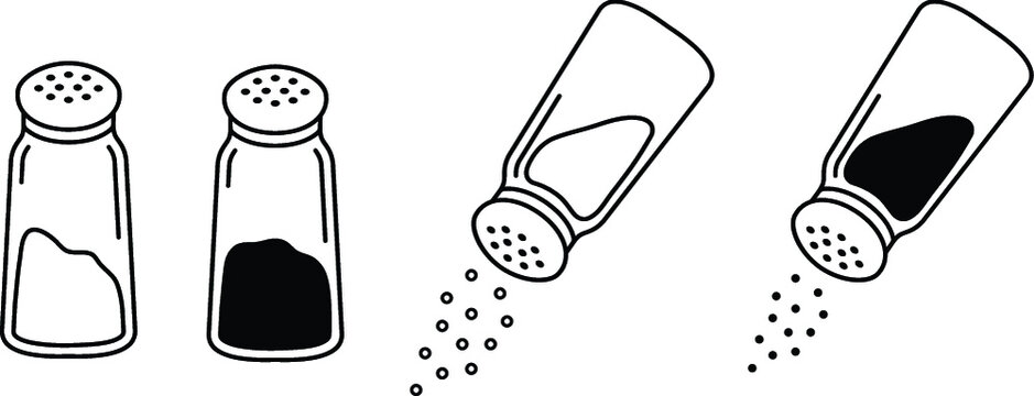 Salt and Pepper / Spice Shaker Clipart Set - Outline 