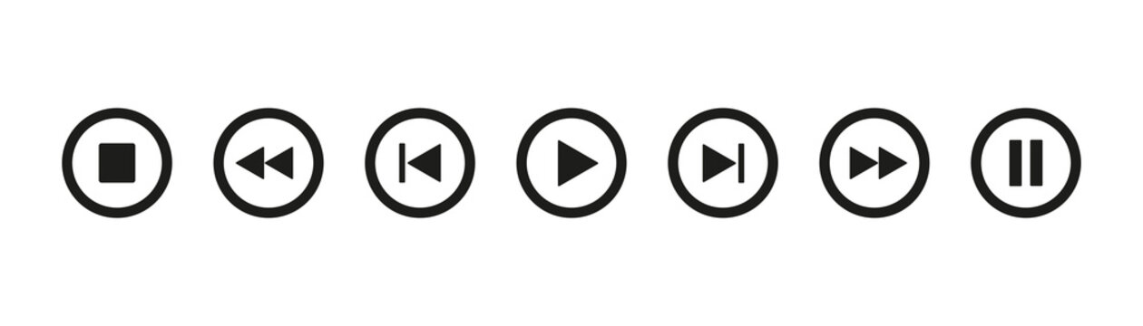 Media player buttons collection.Vector illustration isolated on white background.Music player concept .