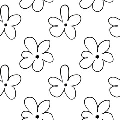 Fototapeta na wymiar Vector simple flower doodle pattern. Great for fabric, textiles, wallpaper, digital paper, scrapbooking, poster, stationary products.