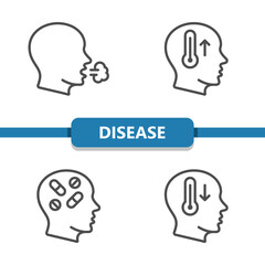 Disease, Sickness, Mental Health Icons