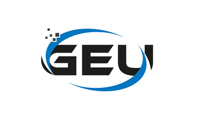 dots or points letter GEU technology logo designs concept vector Template Element