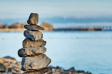 Stone men on the shore of Lake Constance