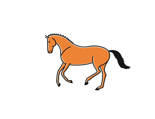 Cute horse runs on a white background. Vector simple illustration