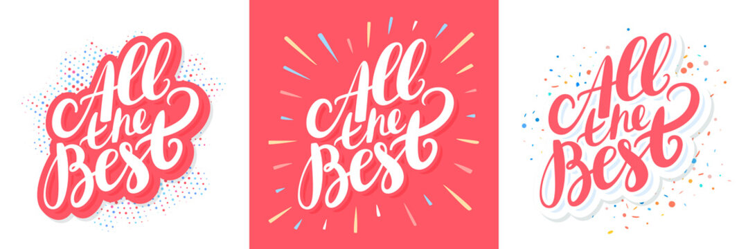 All the best. Farewell cards. Vector lettering banners set.