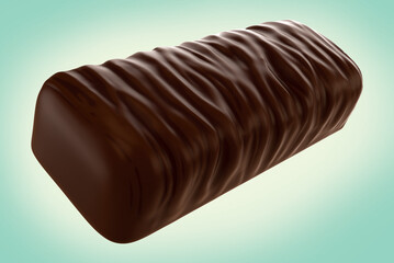 Delicious Snack Chocolate coated bar. Isolated on background. 3d illustration.
