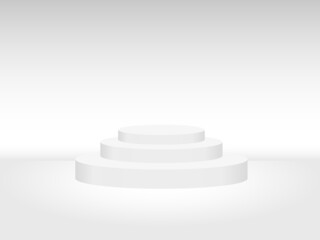 Round podium light icon. Empty 3d stage place. Pedestal circular symbol for presentation. Vector illustration.