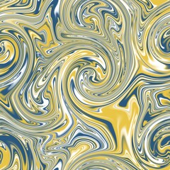 Seamless twirly swirly abstract liquid marble surface pattern design for print. High quality illustration. Trendy marbled fluid paint on water background. Funky expressive psychedelic swirl of paint.