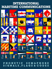 Nautical Alphabet, International Maritime Signal Flags. Vector drawing related to maritime. 