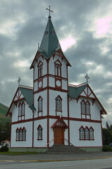 Fototapeta na wymiar Church in Husavik in Iceland, Europe 