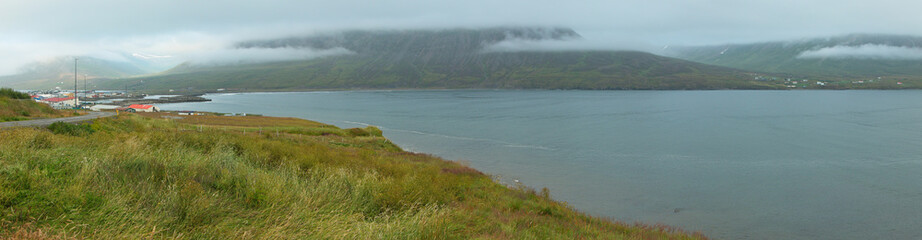 View of Olafsfjördur, Iceland, Europe
