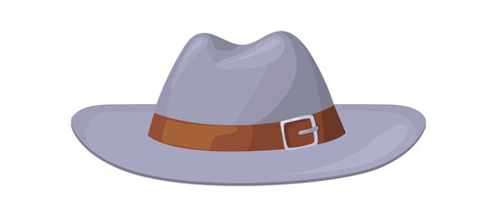 Cartoon cobvoy hat. Gray cowboy hats classic western, vector illustration