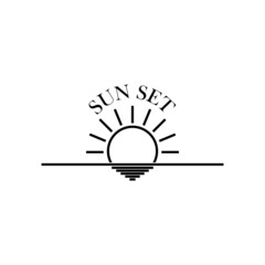 sunset minimalist line art logo template vector illustration design. simple modern travel, vacation, holiday logo concept