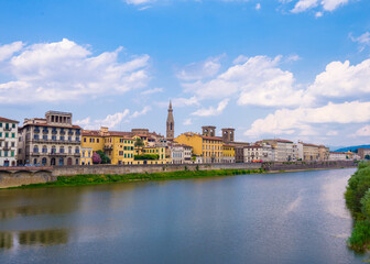 Fototapeta na wymiar Arno riverside in Florence city in Italy