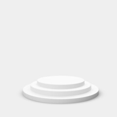 Realistic 3d stage. White podium or scene. Empty studio with podium for advertising design