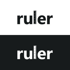 ruler text logo with illustration