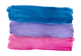 Bisex abstract watercolor background, blend, brush strokes, creative illustration, blue, purple, rose color palette