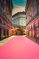 Pink street in Lisbon