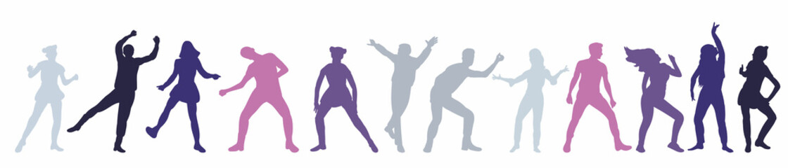 Naklejka na ściany i meble silhouette dancing people, vector, isolated