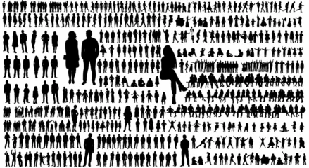 Deurstickers black silhouette people, vector collection, isolated © zolotons