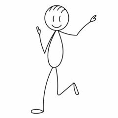man rejoices, stick figure, vector, isolated
