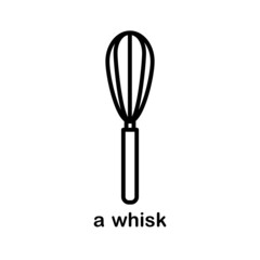 Line icon of of a balloon wire whisk and beater for kitchen and cooking