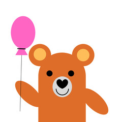Teddy bear with a balloon. The design is suitable for a postcard, t-shirt, poster
