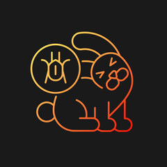 Ear infection gradient vector icon for dark theme. Ear mites. Pet infectious parasites. Domestic animal disease. Thin line color symbol. Modern style pictogram. Vector isolated outline drawing