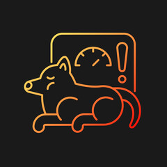 Obesity gradient vector icon for dark theme. Body fat excessive amount. Pet disease. Overfeeding and activity lack. Thin line color symbol. Modern style pictogram. Vector isolated outline drawing