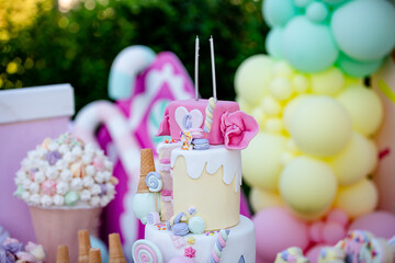 birthday party organization concept and cakes