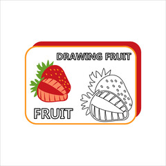 Coloring Book or Page Cartoon Illustration of Funny Strawberries for Children in vector.