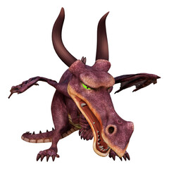 3D Rendering Fairy Tale Dragon on White