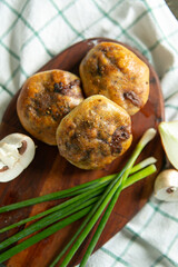 baked pies with mushrooms