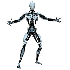 3D Rendering Male Robot on White