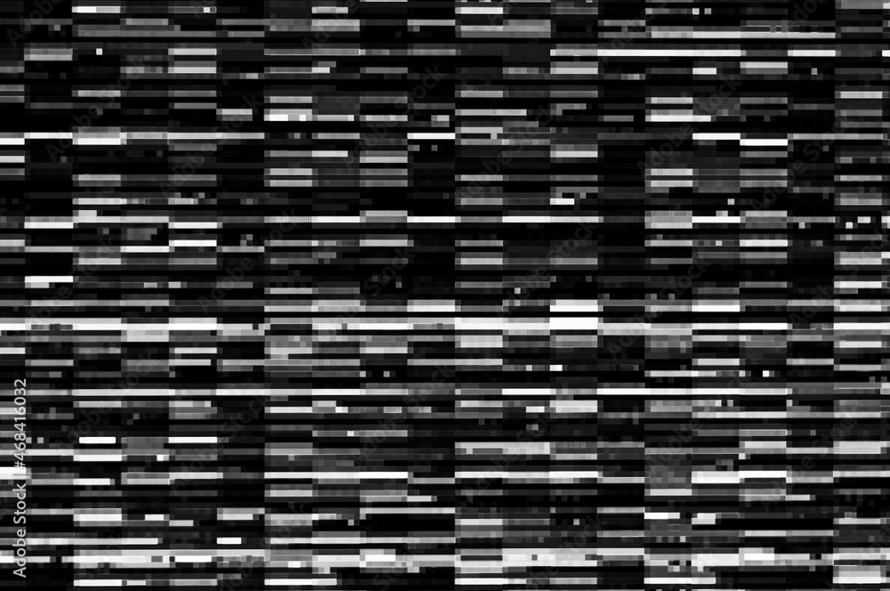 Poster pixel pattern of a digital glitch / abstract black and white pixel pattern background of a digital g
