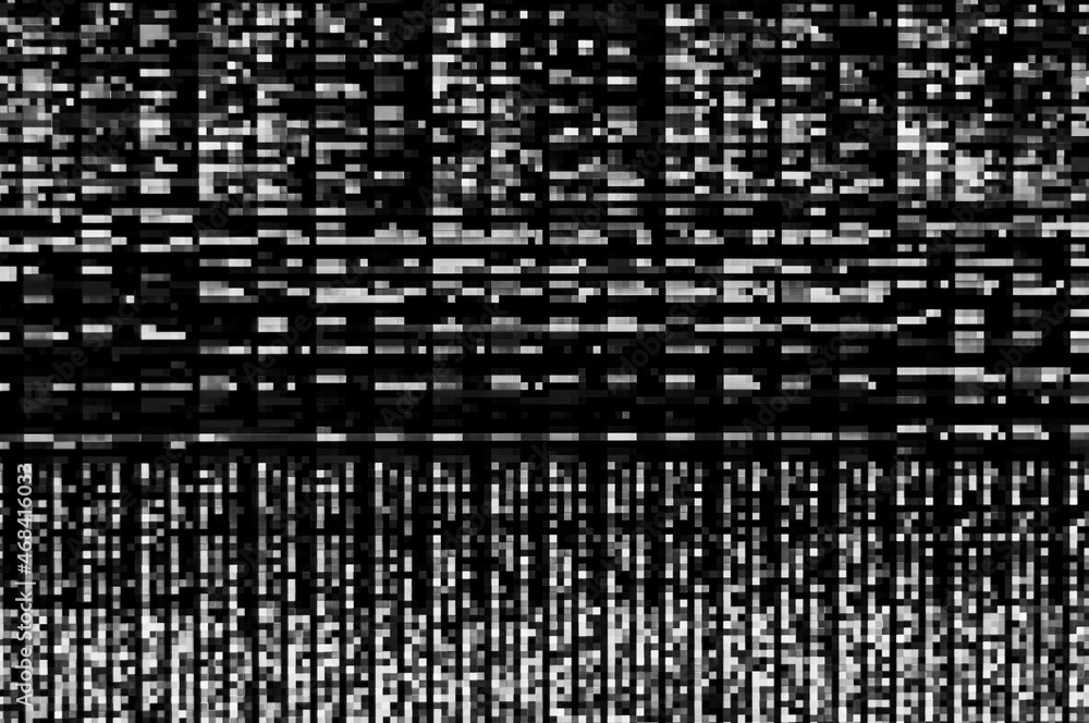 Poster pixel pattern of a digital glitch / abstract black and white pixel pattern background of a digital g