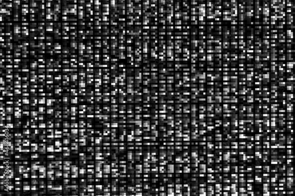 Poster pixel pattern of a digital glitch / abstract black and white pixel pattern background of a digital g