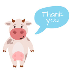 cute cow with a speech bubble. Isolated