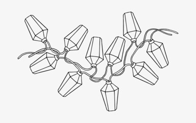 Christmas lights Realistic glowing garland New Year Christmas lights Xmas string Glowing light bulbs Vector illustration Realistic garlands isolated Xmas decorations outline flashlights