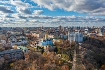 Aerial view of downtown Kyiv, Ukraine.