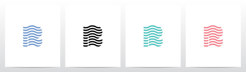 Wavy Lines Forming Letter Logo Design R