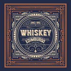 Whiskey label with old frames
