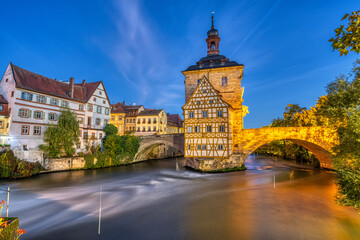 The  Old Town Hall of Bamberg in Germany at night