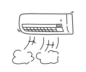 Air conditioning air flow doodle, a hand drawn vector doodle illustration of air flow under an air conditioner, isolated on white background.