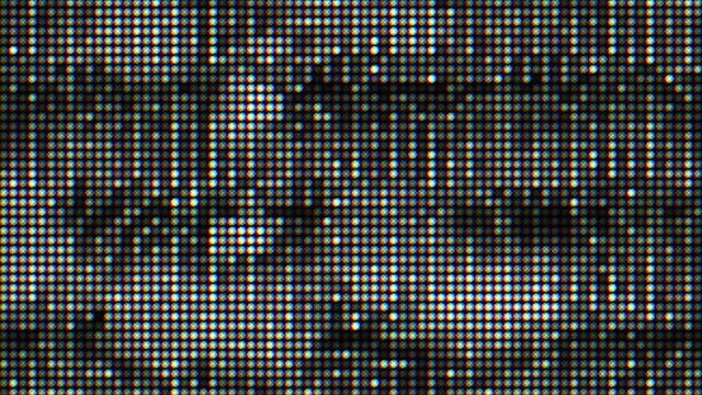 Hi-tech multi-coloured elements. Dotted elements corrupted footage.