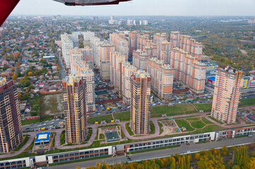 Multi-storey buildings in the residential complex "Krasny Aksai", Rostov-on-Don. October 18, 2021.